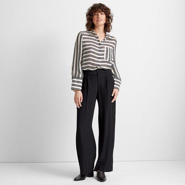 Club Monaco Black Wide Leg Crepe Pant