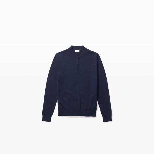 Club Monaco Color Navy Melange Merino Quarter-zip Sweater