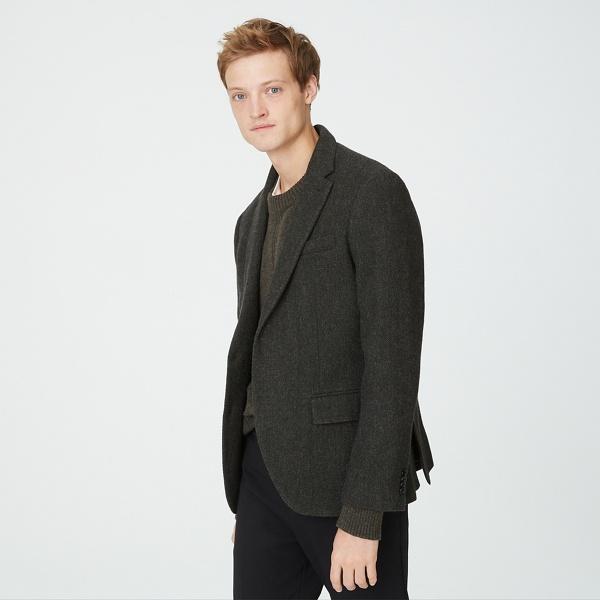 Club Monaco Green Grant Wool Herringbone Blazer