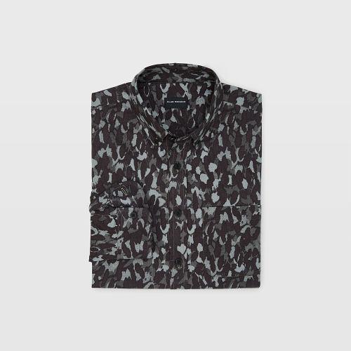 Club Monaco Color Green Slim Camo Flannel Shirt