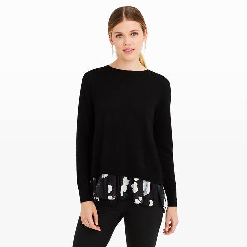 Club Monaco Color Black Arlietta Mixed Crew Sweater