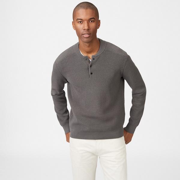 Club Monaco Smoke Baseball Collar Sweater