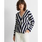 Club Monaco Navy Striped Cashmere Sweater