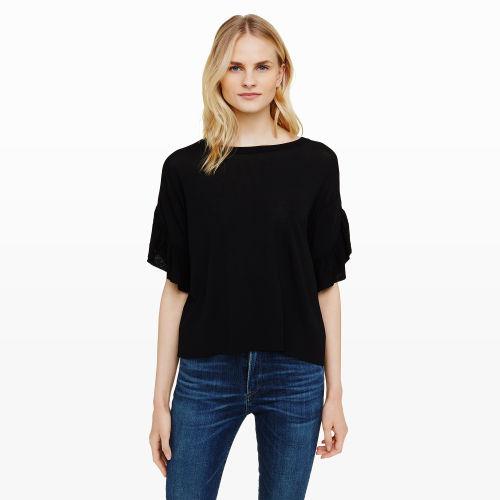 Club Monaco Color Black Naline Ruffle Sweater