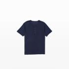 Club Monaco Color Blue Short-sleeve Linen Henley