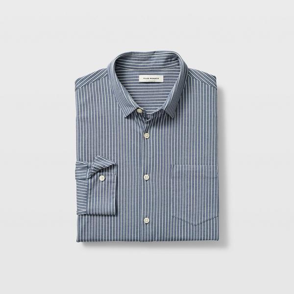 Club Monaco Full-button Knit Stripe Shirt