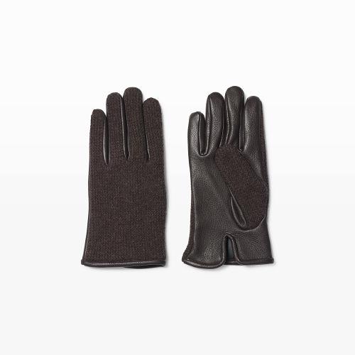 Club Monaco Color Brown/brown Half-knit Leather Glove