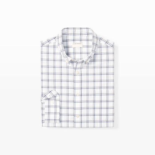 Club Monaco Color White Slim Plaid Shirt
