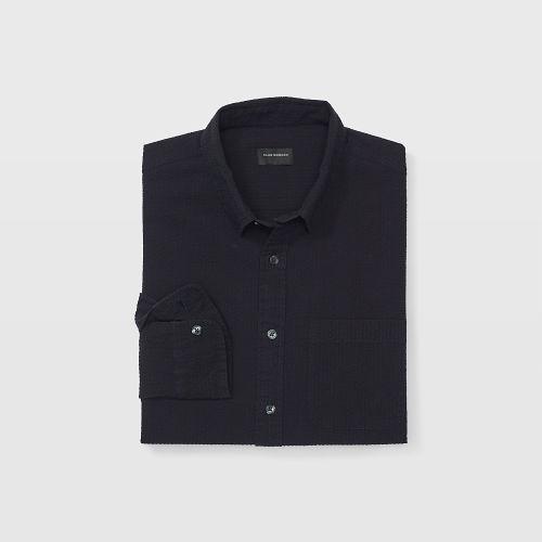 Club Monaco Color Black Slim Seersucker Stripe Shirt