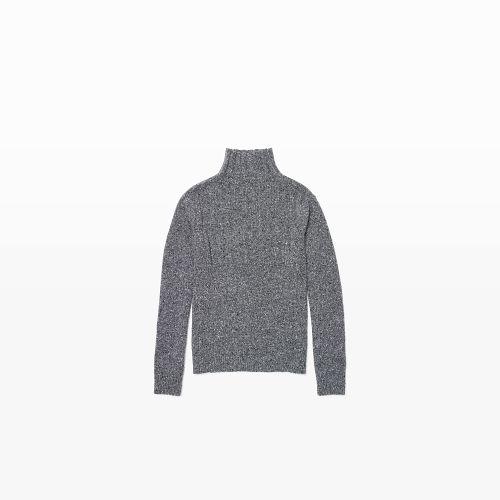 Ib Color Pewter Grey Ribbed Yoke Donegal Turtleneck