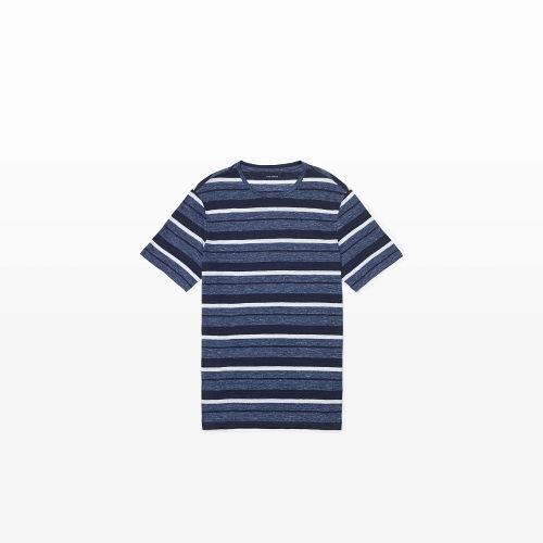 Club Monaco Color Blue Linen Multi Stripe Tee