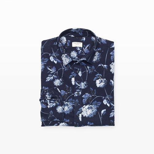 Club Monaco Color Maritime Navy Multi Slim Floral Flannel Shirt