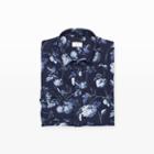 Club Monaco Color Maritime Navy Multi Slim Floral Flannel Shirt