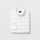 Club Monaco Blanc De Blanc/black Slim Windowpane Flannel Shirt