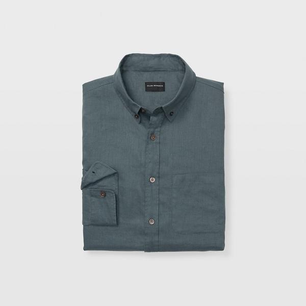 Club Monaco Scout Blue Slim Linen Shirt