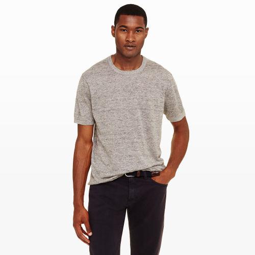 Club Monaco Color Grey Short Sleeve Mlange Linencrew