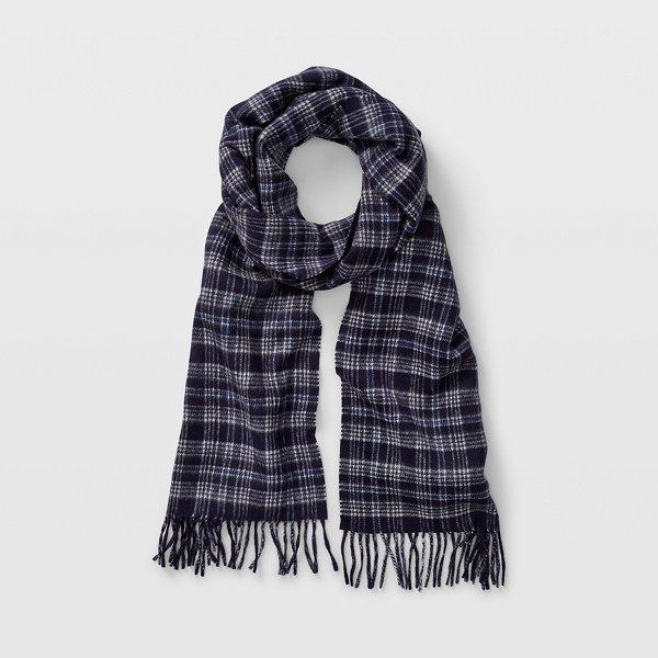 Club Monaco Navy Multi Double-faced Duo Check Scarf