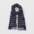Club Monaco Navy Multi Double-faced Duo Check Scarf