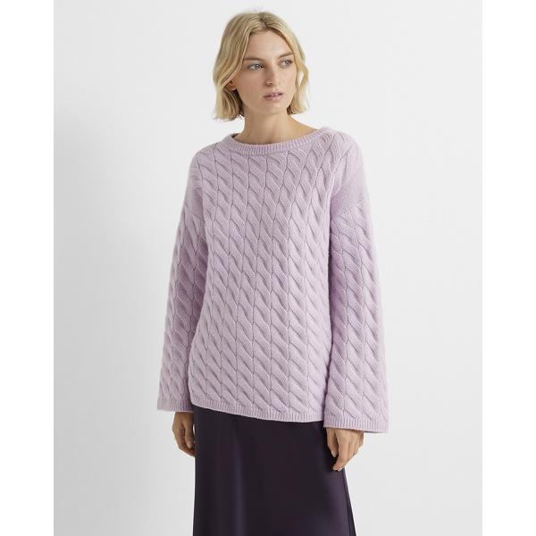 Club Monaco Purple Cable-knit Boatneck Sweater