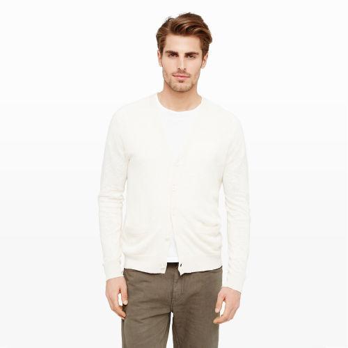 Club Monaco Color White V-neck Sweatshirt Cardigan
