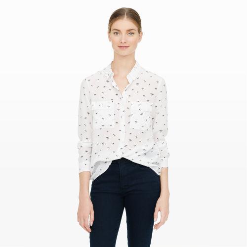 Club Monaco Color White Kaylan Print Silk Shirt In Size Xs