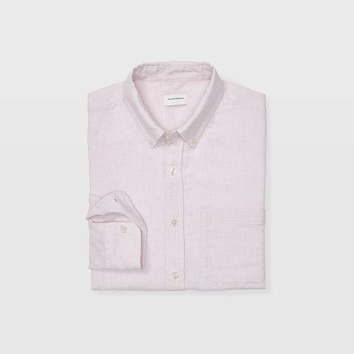 Club Monaco Color Pink Slim Linen Houndstooth Shirt