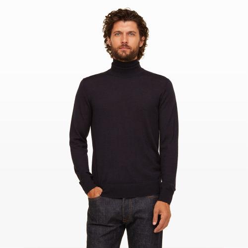 Club Monaco Color Blue Fine Knit Merino Turtleneck In Size Xs