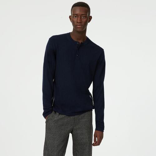 Club Monaco Color Blue Striped Panel Henley