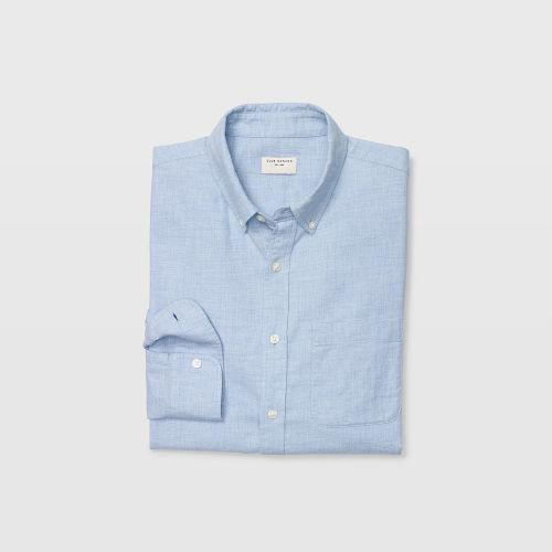 Club Monaco Color Blue Slim Flannel Solid Shirt