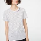 Club Monaco Color White/black Stripe Leary Embroidered Tee