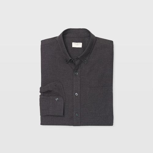 Club Monaco Color Grey Slim Flannel Solid Shirt
