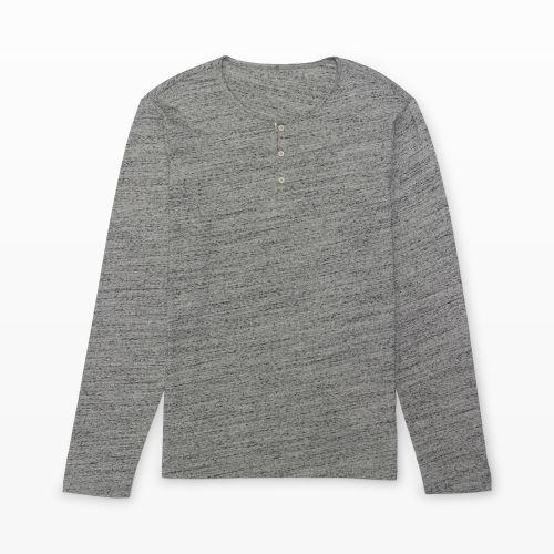 Club Monaco Color Grey Long-sleeve Space-dye Henley In Size Xs