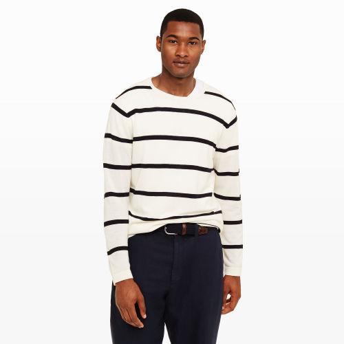 Club Monaco Color Blue Merino Nautical Stripe Crew