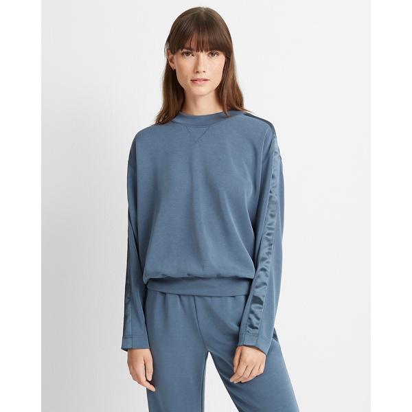 Club Monaco Petrol Satin Stripe Sweatshirt