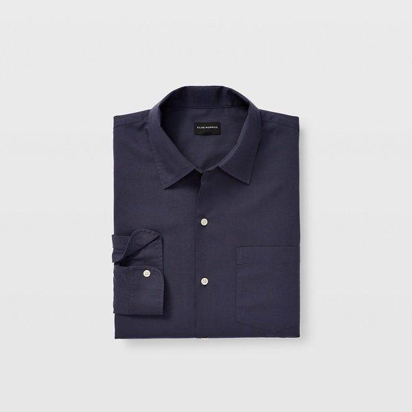 Club Monaco Blue Standard Fit Solid Shirt