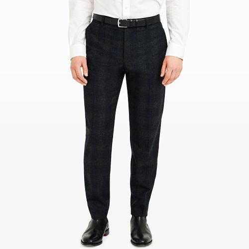 Club Monaco Color Charcoal Blue Mix Plaid Tapered Dress Pant