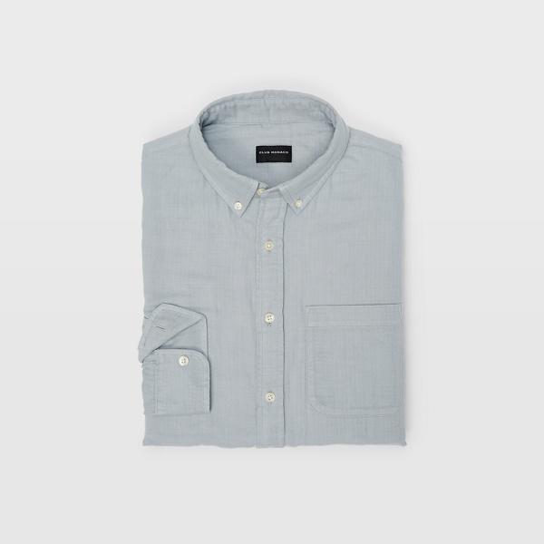 Club Monaco Robin Blue Slim Solid Double-faced Shirt