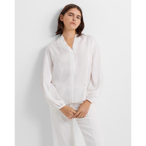 Club Monaco Blanc De Blanc Sheer Combo Blouse