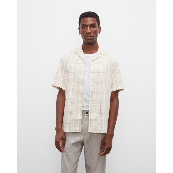 Club Monaco Short Sleeve Plaid Linen Shirt