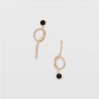 Club Monaco Black/gold Asymmetric Knot Earring