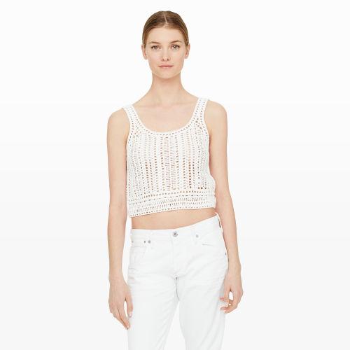 Club Monaco Color White Emili Crop Sweater Tank In Size Xs