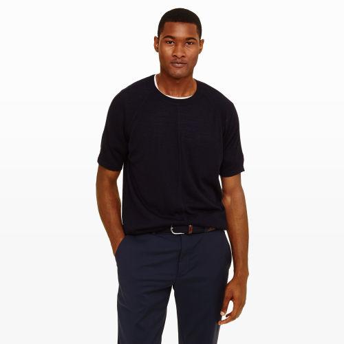 Gl Color Blue Cashmere Silk Raglan Crew