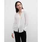 Club Monaco Open Neck Silk Button Down Blouse