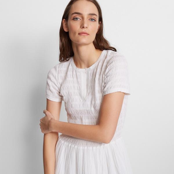 Club Monaco White Tiyah Smocked Dress