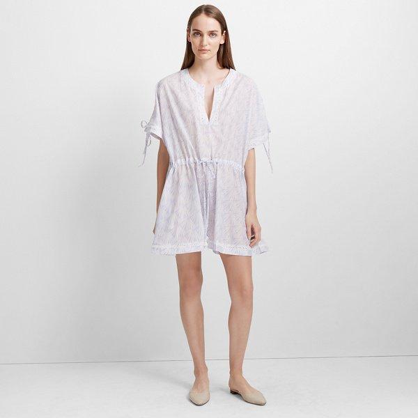 Club Monaco Wisteria And White Kittrick Cotton Silk Pullover