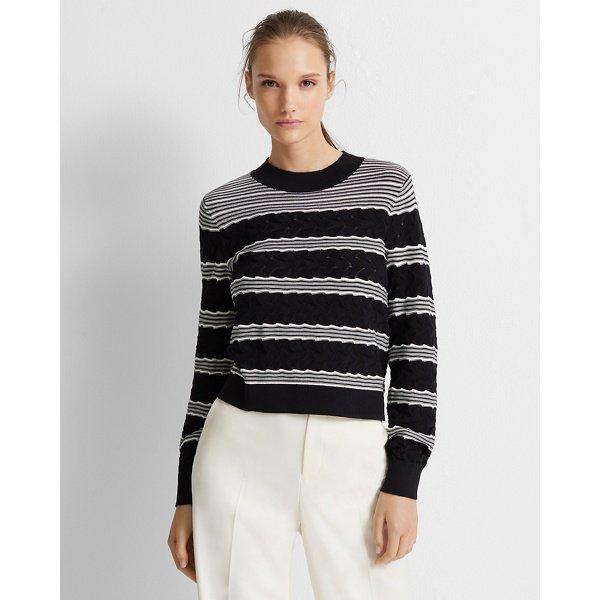Club Monaco Black Striped Crewneck Sweater