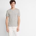 Club Monaco Heather Grey Short-sleeve Linen Henley