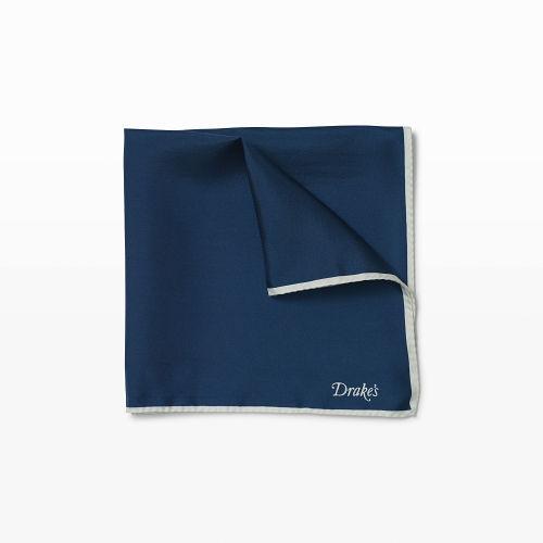 Club Monaco Color Blue Drake's Silk Pocket Square