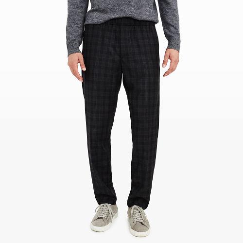 Club Monaco Color Black Plaid Plaid Elastic-waist Trouser