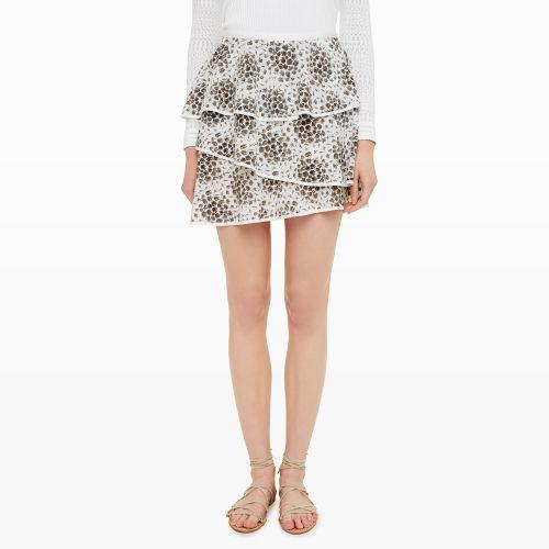 Club Monaco Color White Boylin Printed Ruffle Skirt